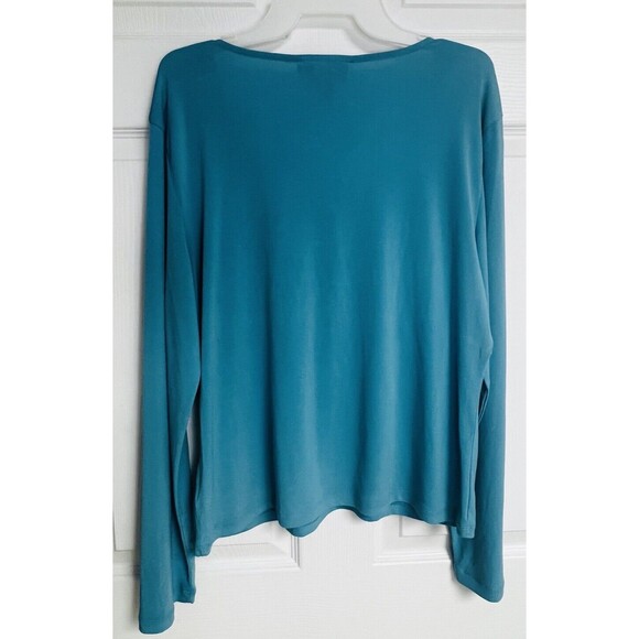 Norton McNaughton Womens Peacock Blue Long Sleeves Blouse Top Size XL - Picture 2 of 10